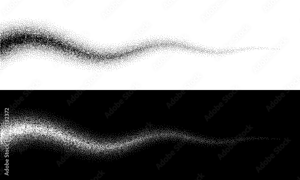 Wall mural abstract art background with dots. waves with stipple effect with chaotic noise. black dots on white