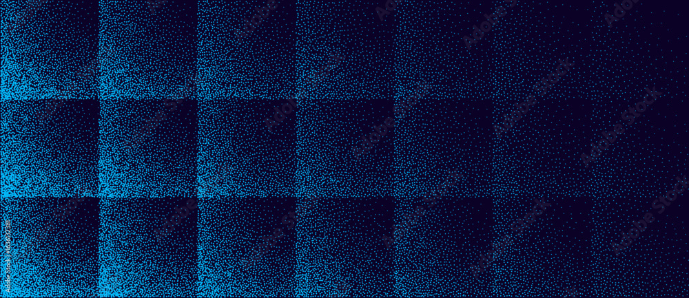 Canvas Prints abstract background with halftone dotted squares like mosaic. blue dots on dark background.