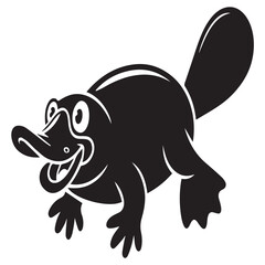Fototapeta premium Cartoon platypus illustration isolated on white background, featuring a cute australian mammal with a duckbill, perfect for wildlife designs and naturethemed projects