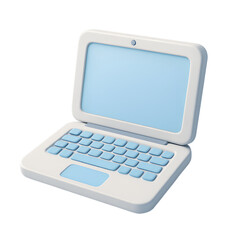 Stylized Laptop Rendering Against Transparent Background, Soft Colors and Rounded Edges, Illustrative Style for Modern Technology Themes