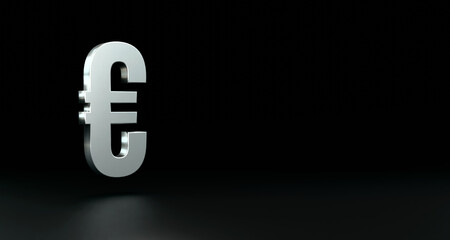Silver shiny Euro currency sign. 3D sign, icon, Euro currency symbol, business, financial market. 3D illustration