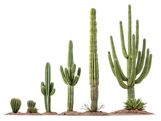 Set of Saguaro Cactus plants Cacti on AI generated by PNG