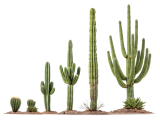 Set of Saguaro Cactus plants Cacti on AI generated by PNG
