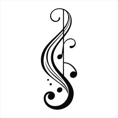 Elegant stylized music note logo design with a creative, flowing line.

