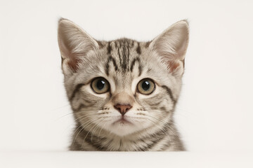 Obraz premium Silver Tabby Kitten Portrait on White Background