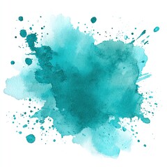 Obraz premium Teal watercolor splash on white