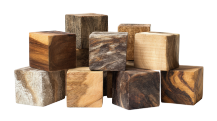 Natural wood stacking blocksTransparent background, PNG file