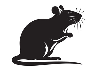 rat logo silhouette vector design, mouse silhouette vector illustration, little hamster silhouette vector, mouse animal logo vector silhouette on white background