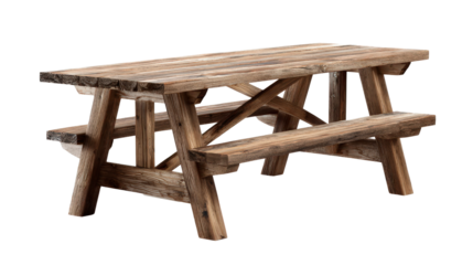 Outdoor picnic tableTransparent background, PNG file
