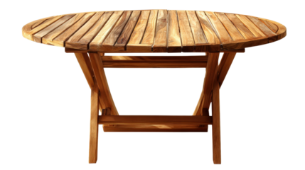Outdoor teak wood tableTransparent background, PNG file