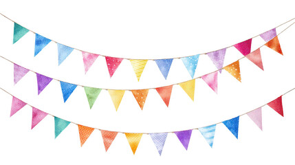 Party flags with multi-colored patternsTransparent background, PNG file