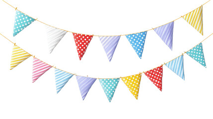Party flags with stripes and dotsTransparent background, PNG file