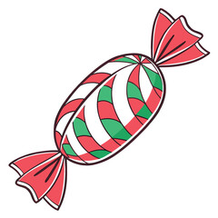Modern vector Christmas candy, clean lines and bold color, festive sweet, holiday treat, graphic