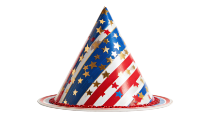 Party hat with stripes and starsTransparent background, PNG file