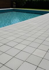 Grey Stone Pool Deck Tiles  Outdoor Summer Background