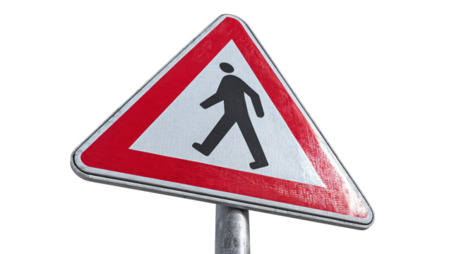 Pedestrian crossing signTransparent background, PNG file
