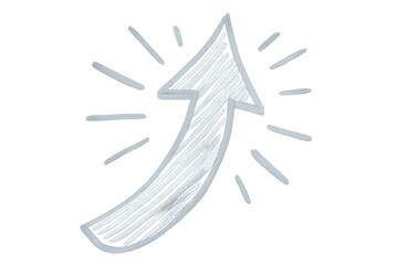 White arrow with lines and glowing effect pointing upward on a transparent background, representing growth, progress, and success