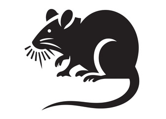 rat logo silhouette vector design, mouse silhouette vector illustration, little hamster silhouette vector, mouse animal logo vector silhouette on white background