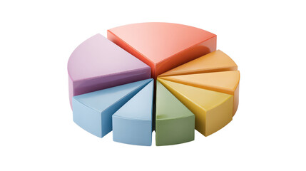 Obraz premium Pie chart with segments separatedTransparent background, PNG file