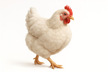 Fototapeta premium Leghorn Chicken Portrait on White Background