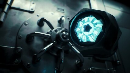 Unlocking the Future: Dynamic High-Tech Vault Door with Pulsating Blue Energy Core and Intricate Mechanism - Powered by Adobe