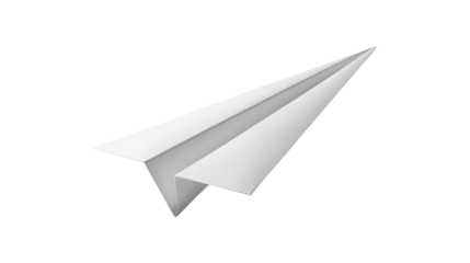 White Paper Airplane in Flight Simple Design Minimalist Background