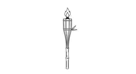 Simple black and white illustration of a decorative tiki torch.