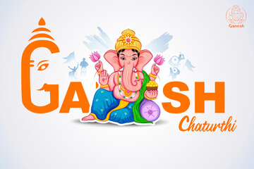 illustration of Lord Ganpati background for Ganesh Chaturthi festival of India
