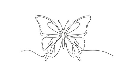 Single-line drawing of a butterfly