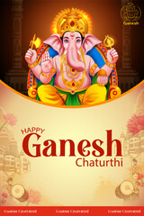 illustration of Lord Ganpati background for Ganesh Chaturthi festival of India