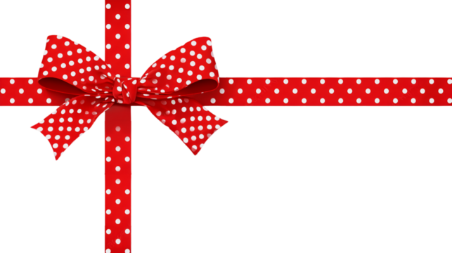 Red polka dot ribbon bow gift wrapping present design