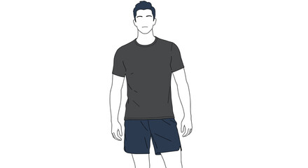 Fototapeta premium Stylish man in casual athletic wear showcasing minimalist digital illustration style and simplicity.