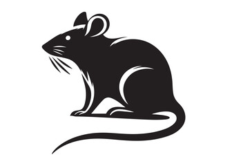 rat logo silhouette vector design, mouse silhouette vector illustration, little hamster silhouette vector, mouse animal logo vector silhouette on white background
