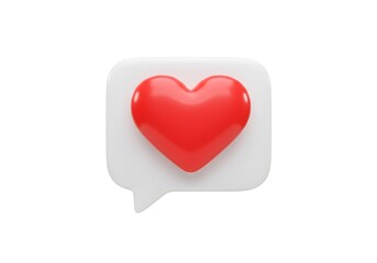 Red heart symbol in white message bubble, love communication icon, romantic expression, valentine concept, social media notification, affection symbol design