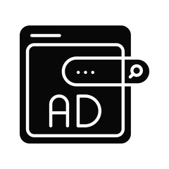 Trendy glyph icon highlighting search ads marketing tool