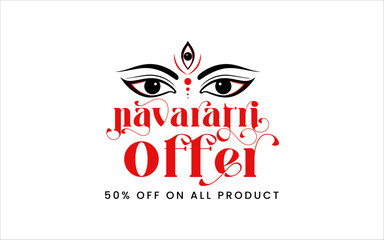 navaratri or happy durga puja festival sale tag poster banner or big festive season offer poster , upto 50% off poster, fully editable 