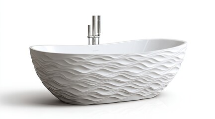 Obraz premium Elegant white bathtub with sculpted waves