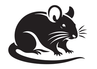 rat logo silhouette vector design, mouse silhouette vector illustration, little hamster silhouette vector, mouse animal logo vector silhouette on white background