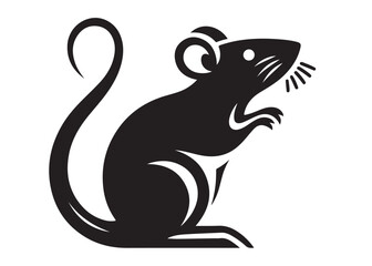 rat logo silhouette vector design, mouse silhouette vector illustration, little hamster silhouette vector, mouse animal logo vector silhouette on white background