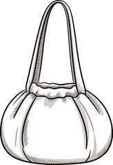 Stylish handbag illustration, fashion accessory sketch, trendy purse drawing, elegant bag design, chic tote vector, modern handbag art, cad drawing flat vector illustration