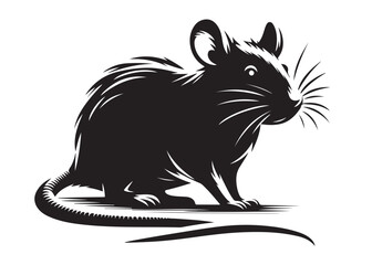 rat logo silhouette vector design, mouse silhouette vector illustration, little hamster silhouette vector, mouse animal logo vector silhouette on white background