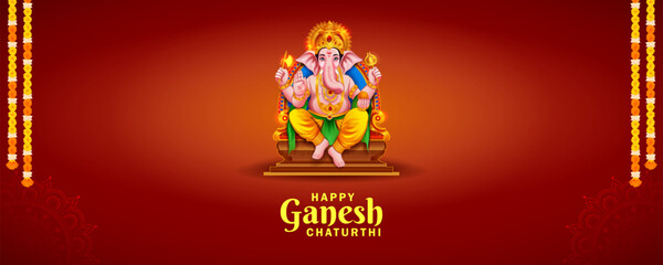 Naklejka premium illustration of Lord Ganpati background for Ganesh Chaturthi festival of India