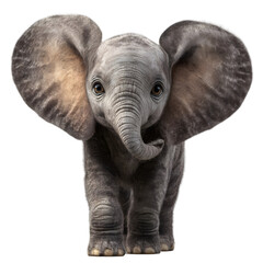 Obraz premium Young elephant standing confidently with large ears in a natural habitat, showcasing wildlife beauty