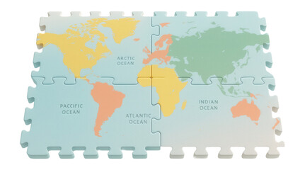 Interlocking puzzle mats with a map design, great for a child's educational playroom to encourage learning through play.