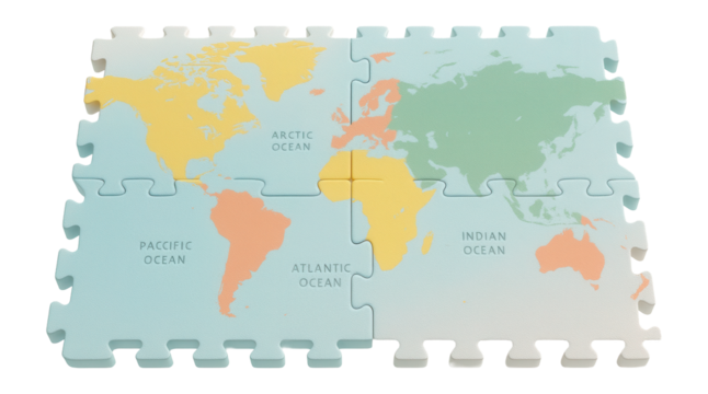 Interlocking puzzle mats with a map design, great for a child's educational playroom to encourage learning through play.