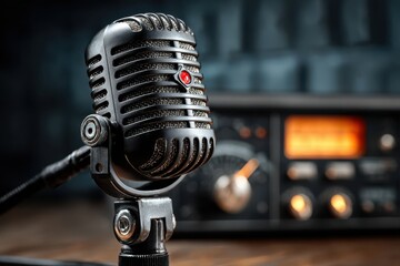 Vintage Microphone and Radio Broadcast Ham Radio Communication Audio Equipment Technology Classic Electronics Recording