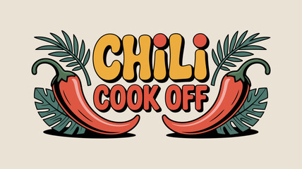 Country chili cook-off banner with barn wood and hand-stitched typography