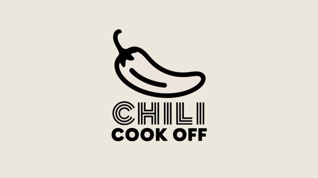 Simple chili cook-off banner with minimalist pepper sketch and sleek typography