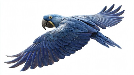 Vibrant Blue Macaw Parrot on White Background - Isolated Exotic Bird Photography