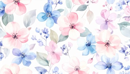 Obraz premium Watercolor floral seamless pattern soft pastel colors